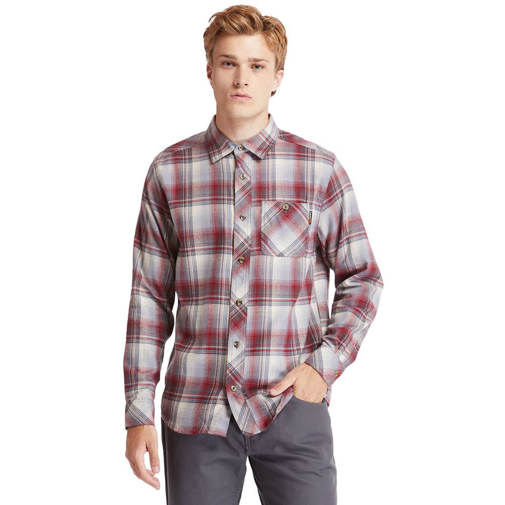 Camisa Timberland Hombre Pro® Woodfort Midweight Flannel Work Burdeos - Chile IJO-140782